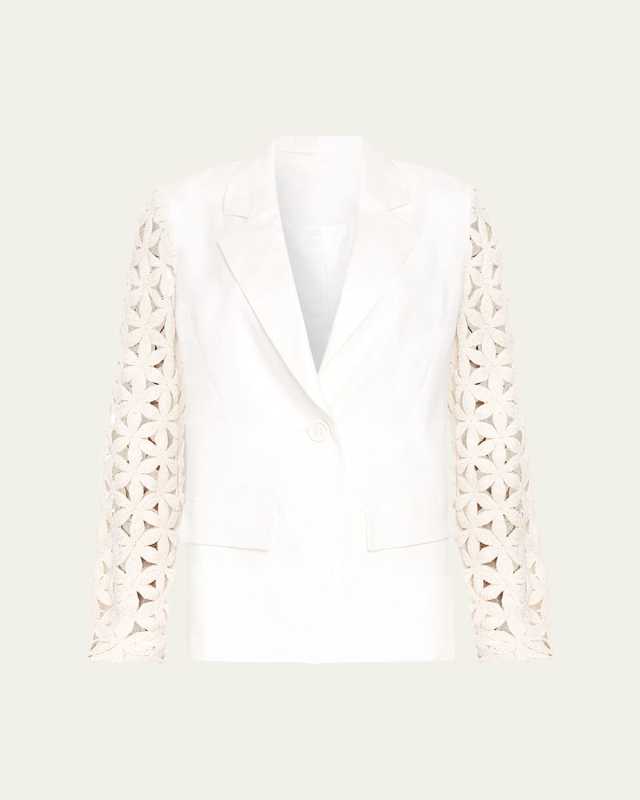 Kelsey Crochet-Sleeve Blazer